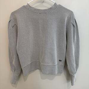 Albion Fit Serena Top Honeycomb Black & White Puff Sleeve Sweatshirt XS